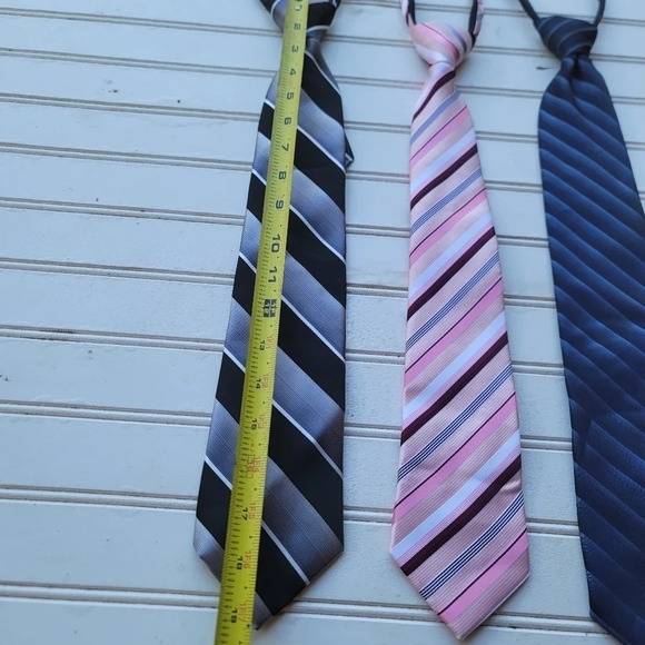 Lot Of 3 George Neck Tie Blue Black Pink Striped Zippered 100% Polyester Easy - Picture 10 of 12